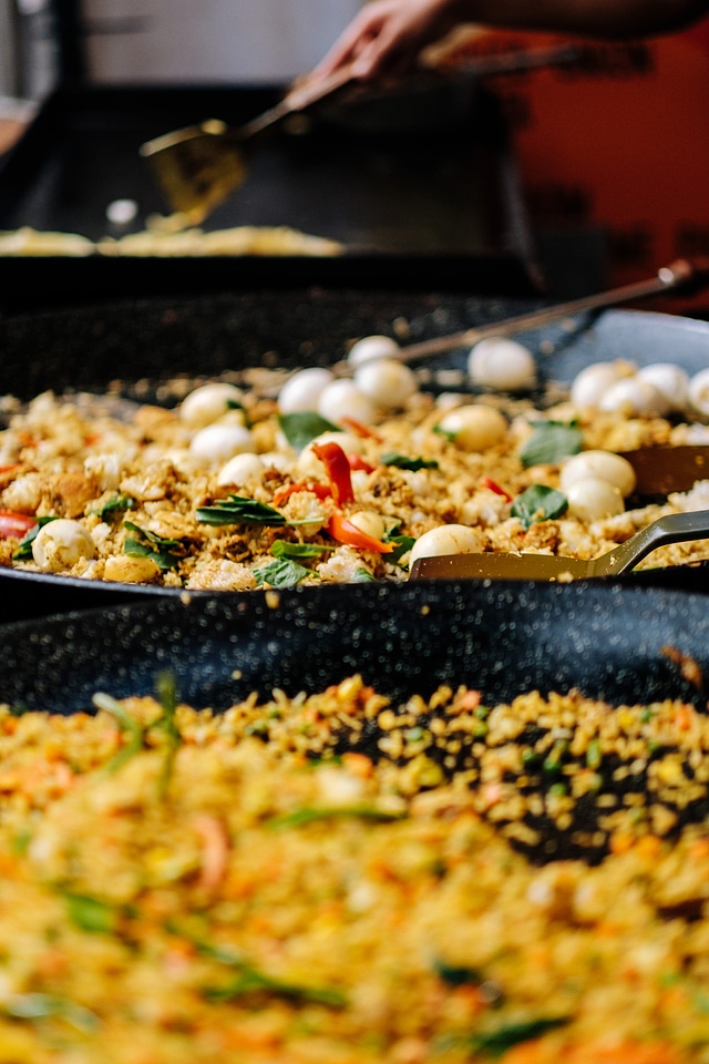 Large Pan of Food in a Street Tray