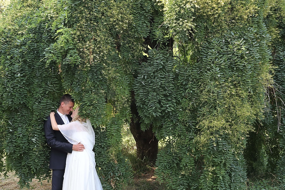 Groom bride underneath