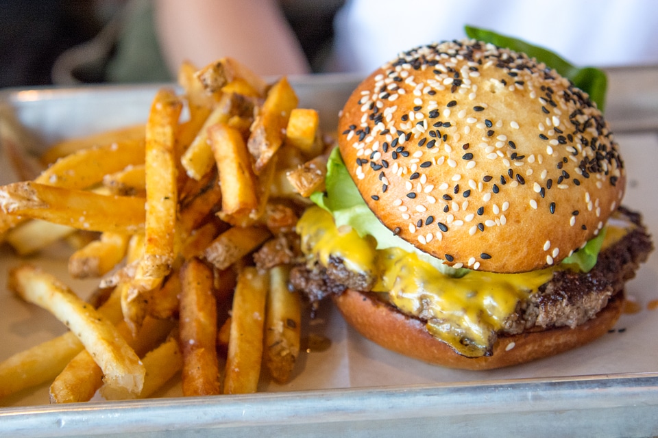Hamburger with French Fries photo