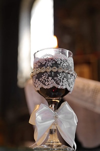 Glass red wine decoration photo