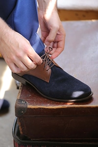 Leather shoe blue photo