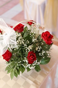 Wicker Basket red roses photo