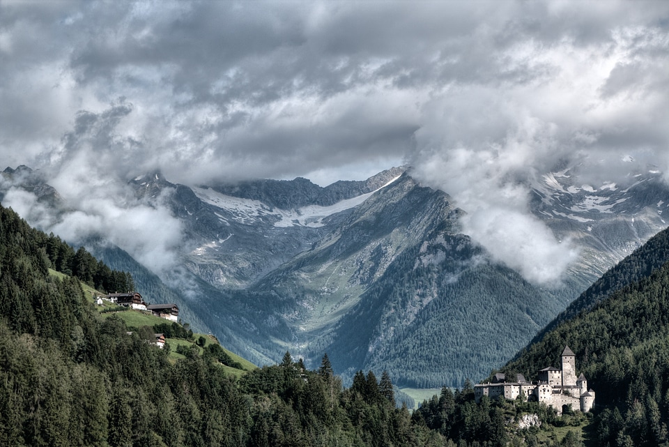 Awesome Clouds above Castle Taufers in Campo Tures, Valle Aurina, Italy