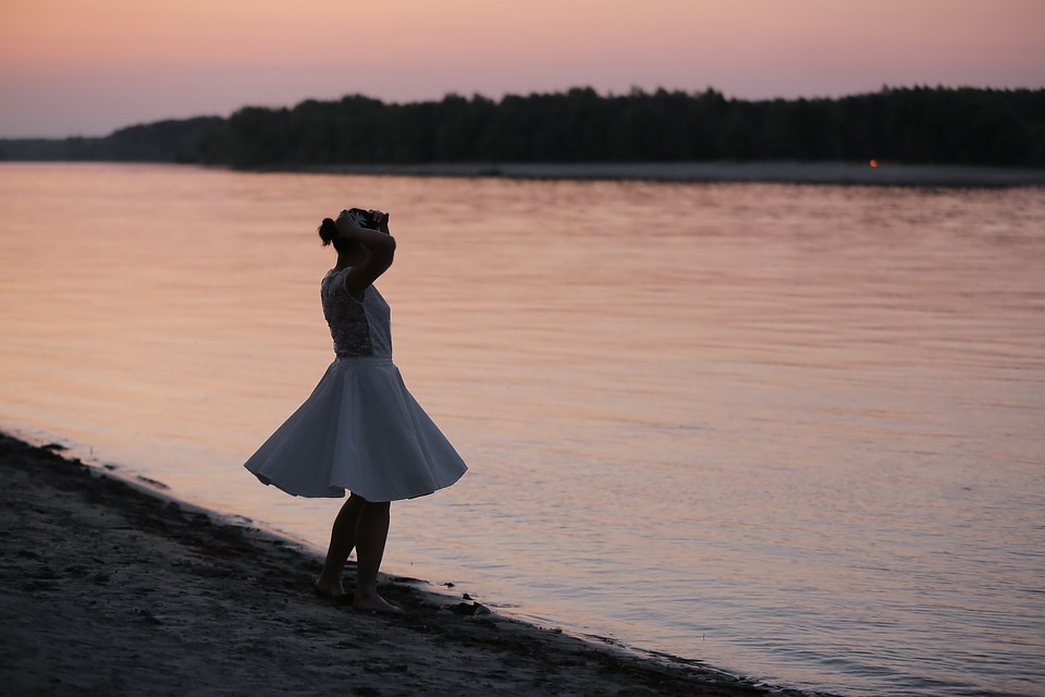 Beach pretty girl alone