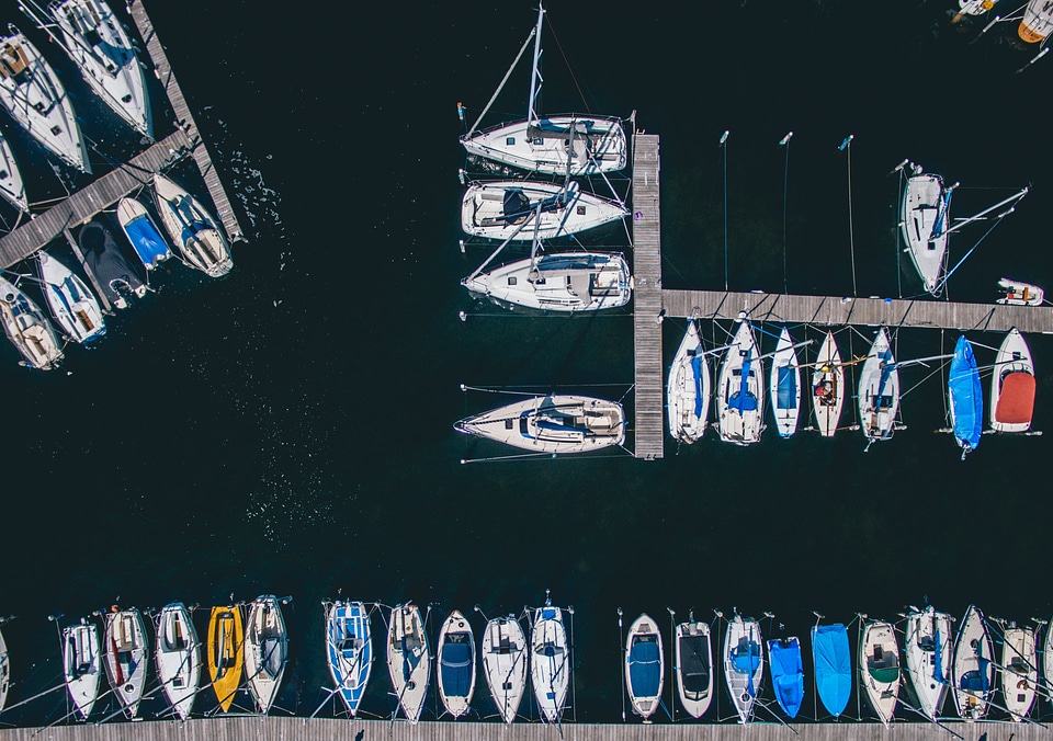 Marina with Small Boats Top View