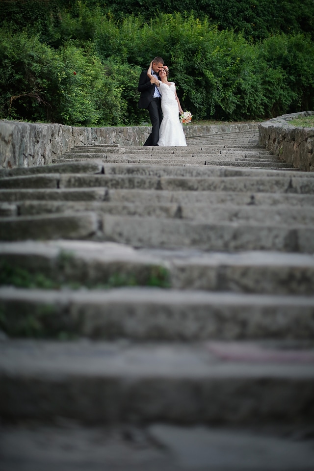 Bride embrace groom
