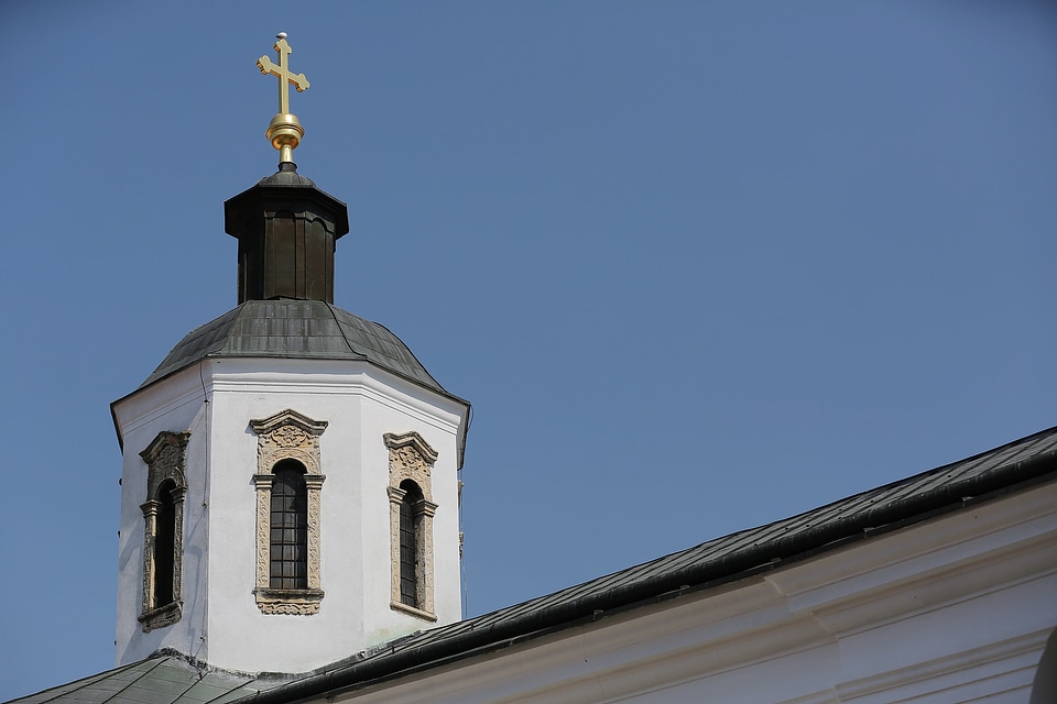 Gold church tower cross