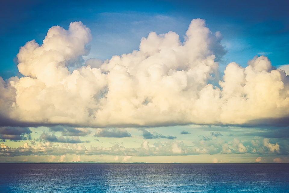 Amazing White Clouds over the Sea