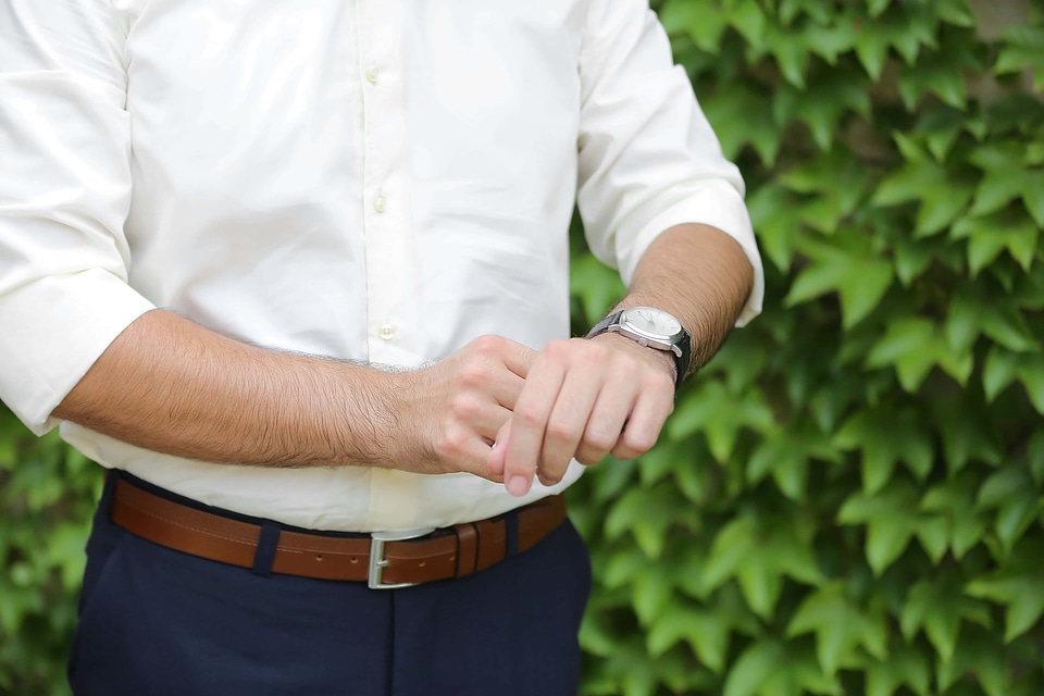 Hand wristwatch handsome
