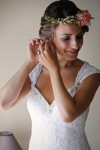 Earrings wedding dress pretty girl photo