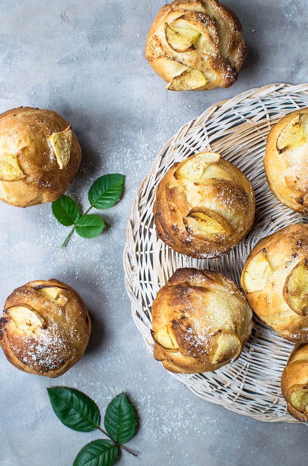 Sweet Composition of Yeast Muffins with Apple