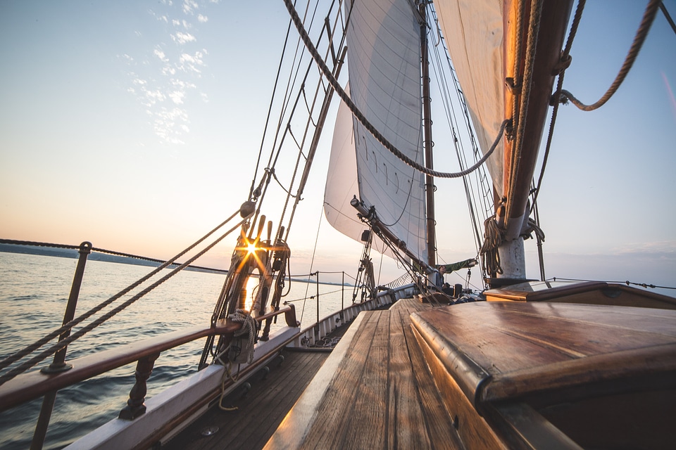 Sailboat Sliding at Sunset