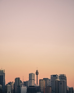 Sydney Business District Skyline with Eye Tower in Orange Tint photo