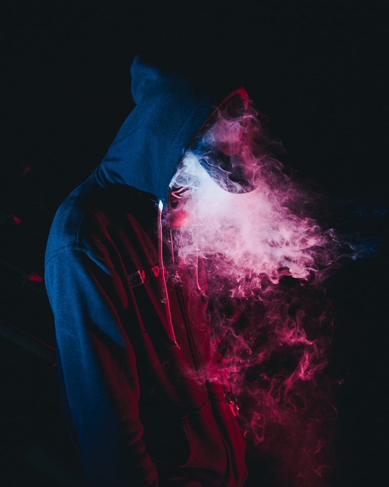Pink Smoke in Darkness