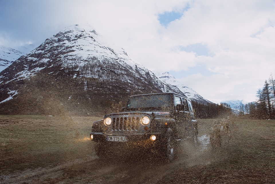 Off Road Expedition Jeep Splashing Mud