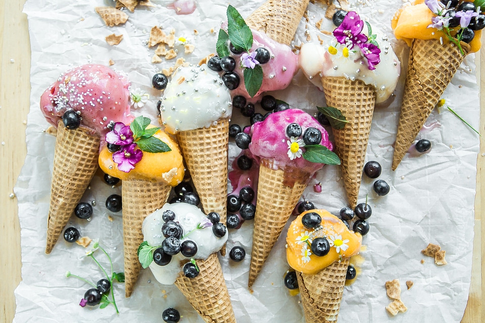 Selection of Flavours of Homemade Ice Cream