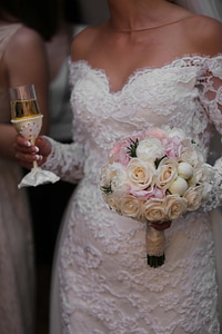 Bride champagne wedding bouquet photo