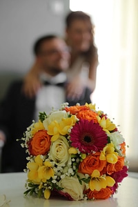 Wedding Bouquet blurry bride photo