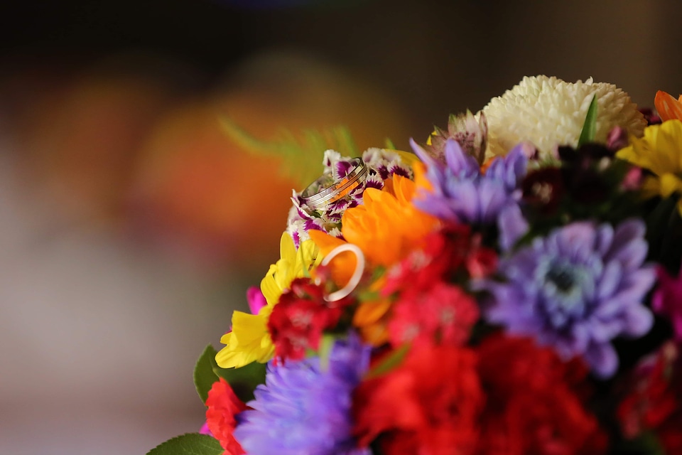 Wedding Bouquet wedding ring colorful photo