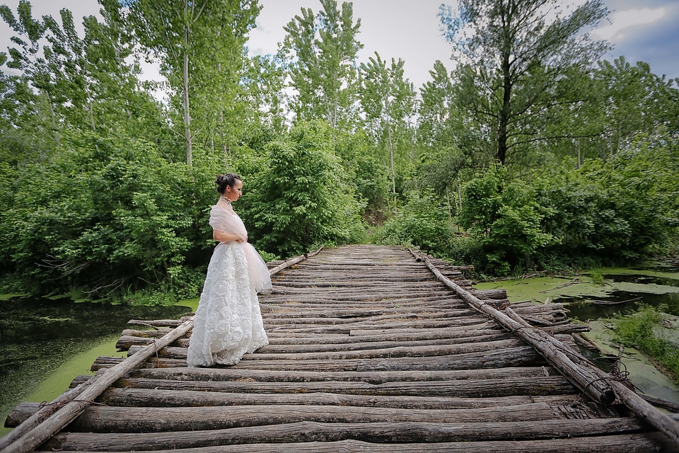 Wooden bridge bride
