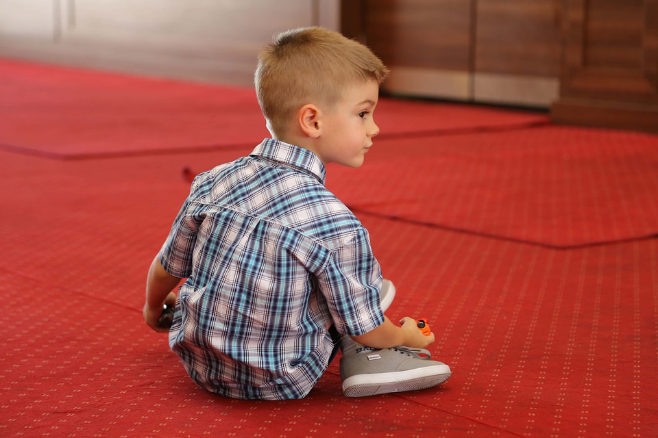 Boy red carpet playful