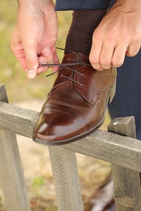 Shoelace light brown shoe photo