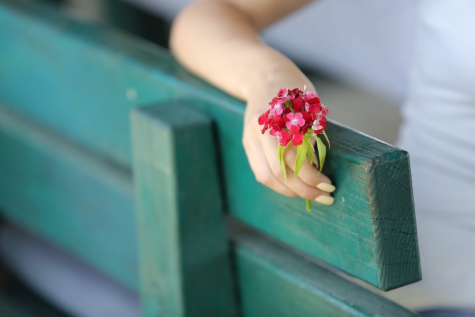 Hand flowers bench
