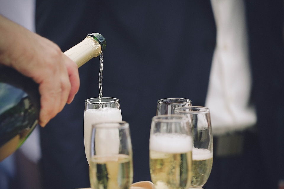 Champagne white wine bottle