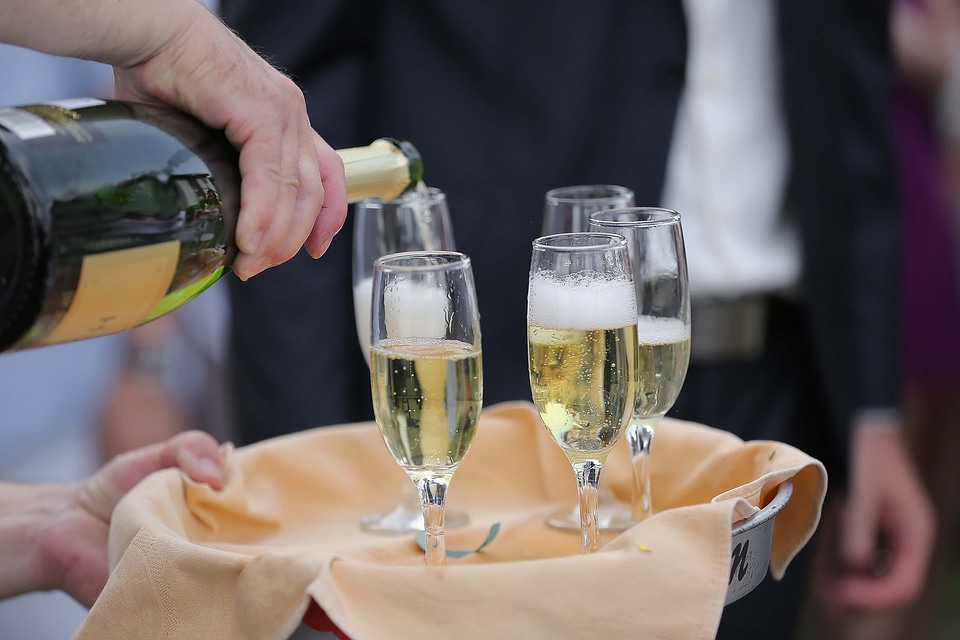 Bottle champagne white wine