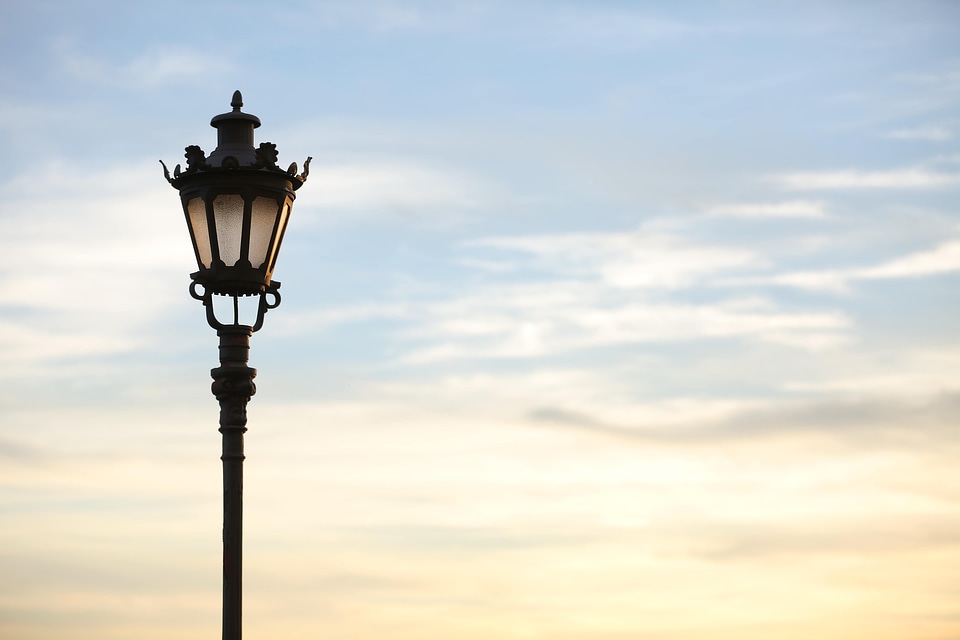 Artistic cast iron lamp