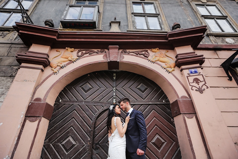 Husband wife front door