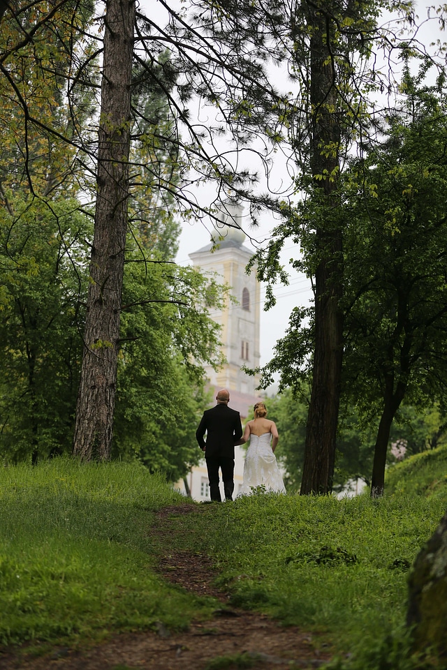 Husband wife walking