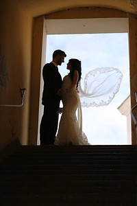 Wind wedding dress veil photo