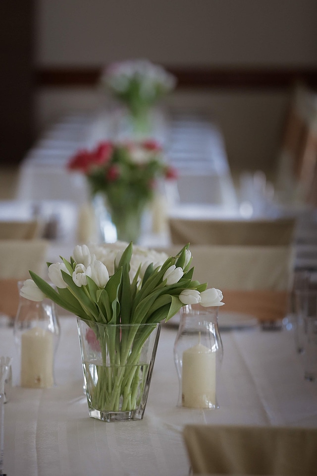 Tulips white flower candlestick