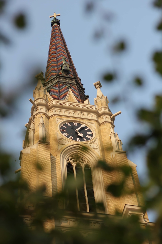 Church church tower analog clock photo