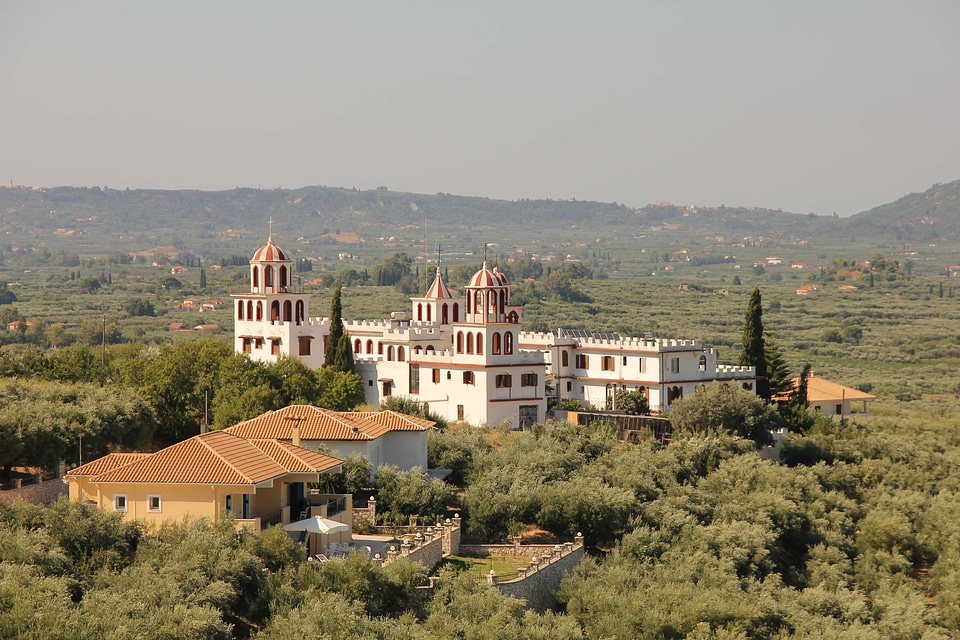 Greece monastery church tower