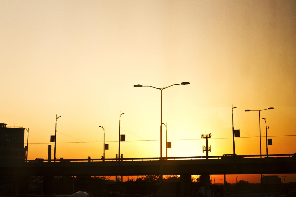 Sunset silhouette bridge
