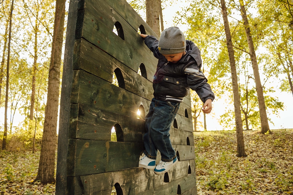 Playground climbing child