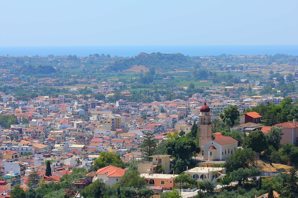 Greece cityscape hillside