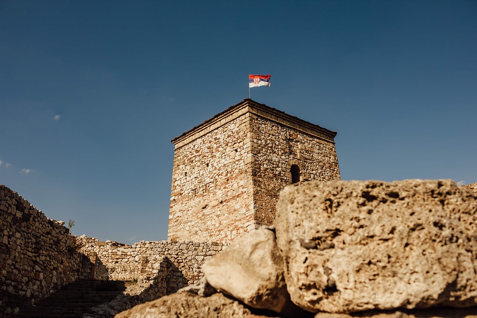 Serbia flag castle