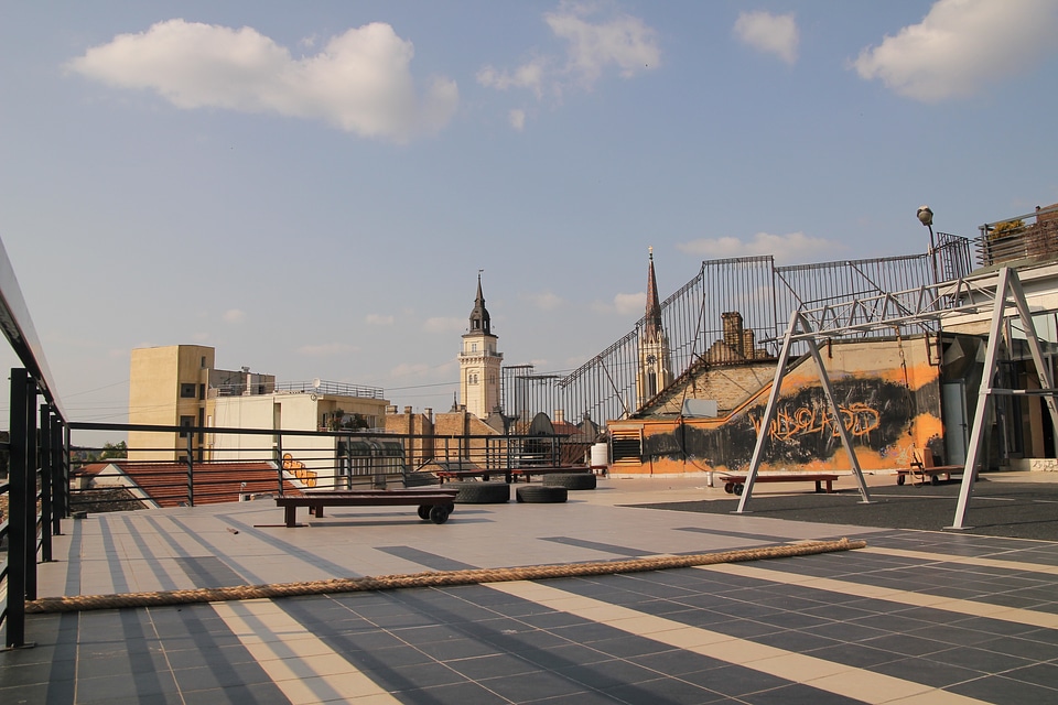 Rooftop playground urban area