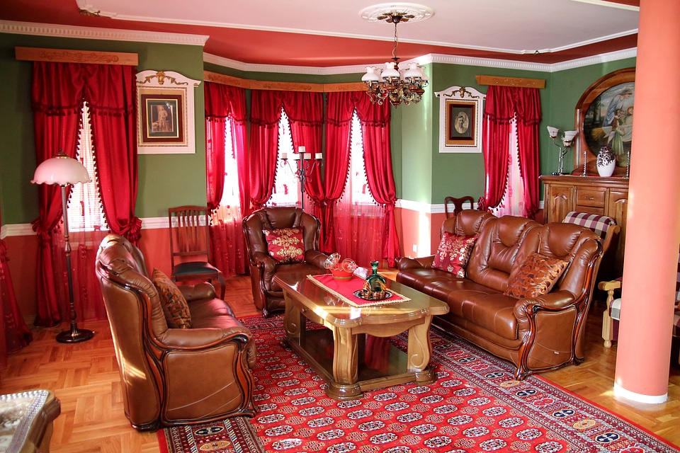 Leather living room sofa