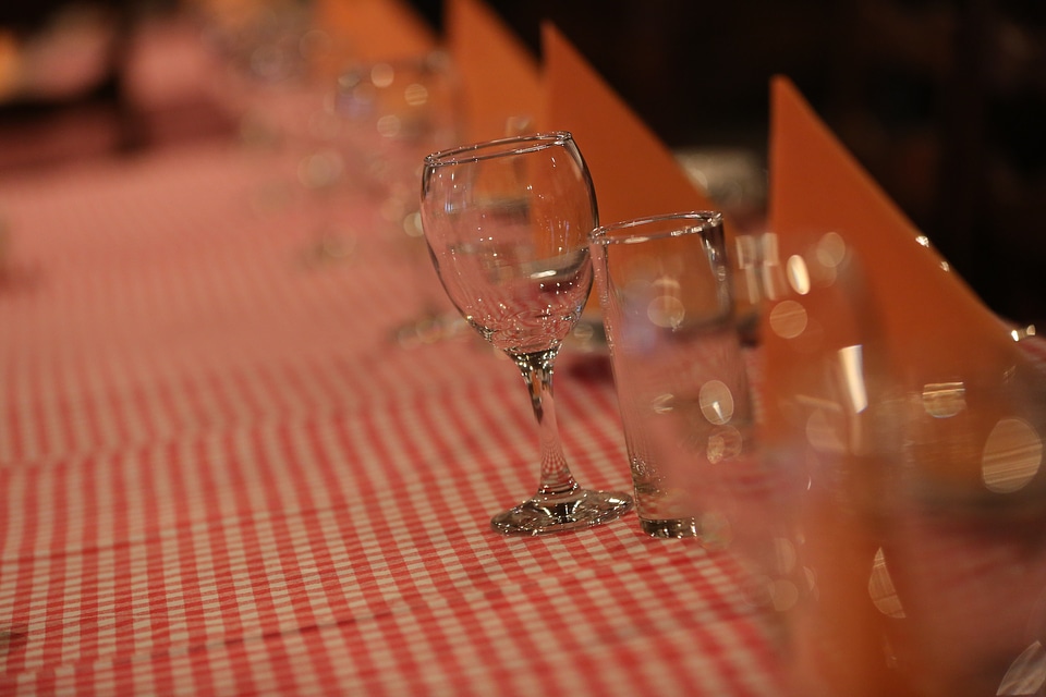 Crystal dining area glasses