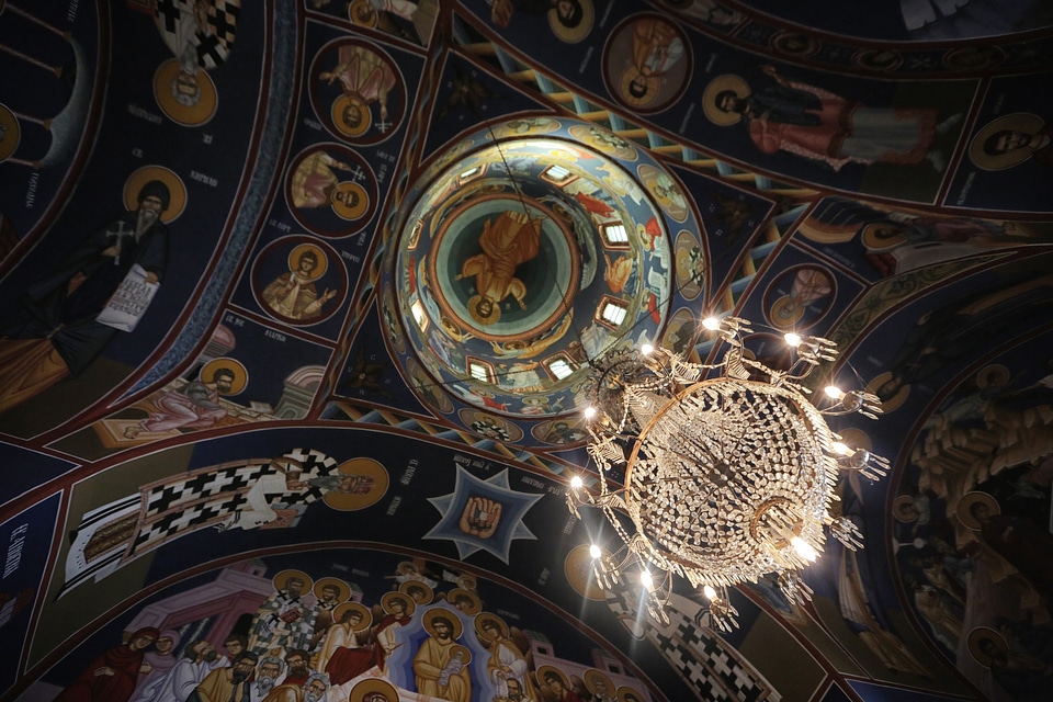 Ceiling chandelier church photo