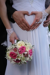 Bouquet bride hands photo