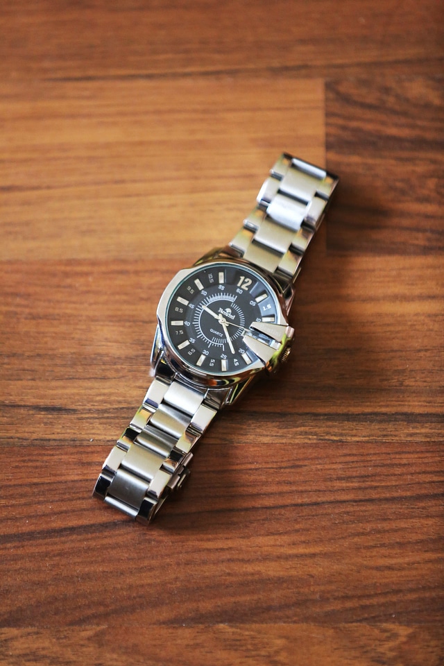 Analog Clock chrome hardwood