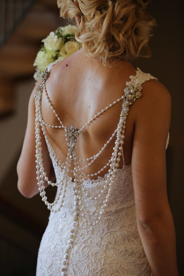 Blonde Hair bride dress