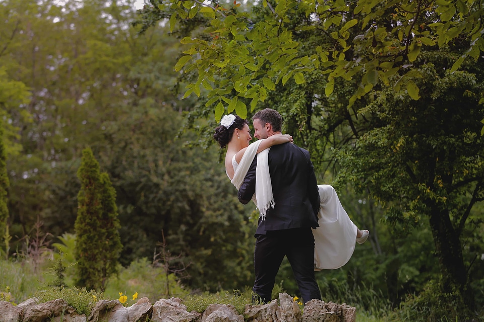 Attractive bride forest