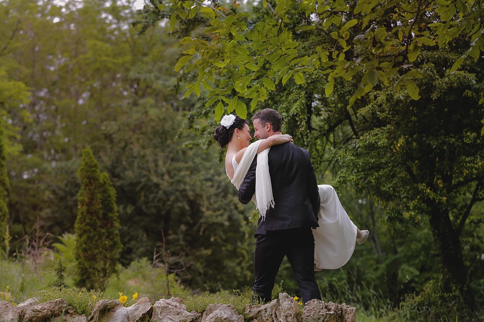 Attractive bride forest photo