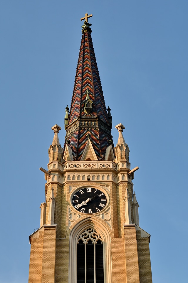 Bricks church tower cross
